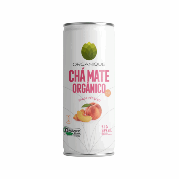 Chá Mate Orgânico Sabor Pêssego Zero Açúcar